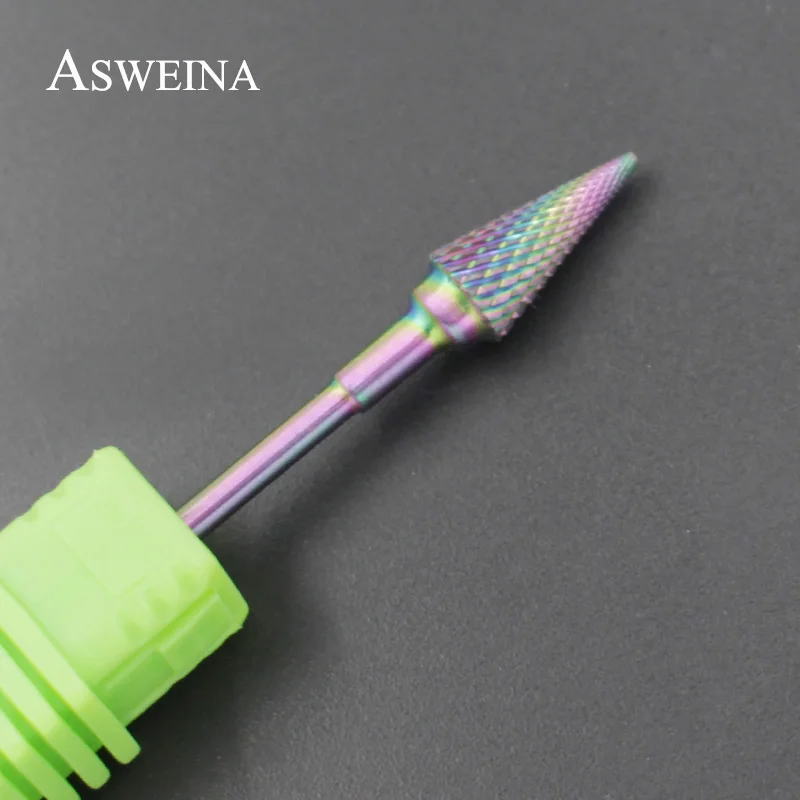 

ASWEINA Rainbow Color Tungsten Carbide Burrs Nail Drill Bit Nail Clean Electric Manicure Machine Mill Cutter Remove Accessory