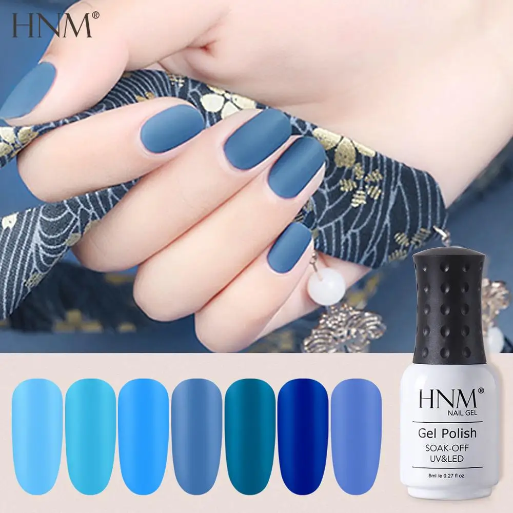 HNM синий цвет серии гель лак для ногтей нужен матовый топ Lucky эмалированный праймер лак замачиваемый УФ светодиодный набор ламп Полупостоянный лак