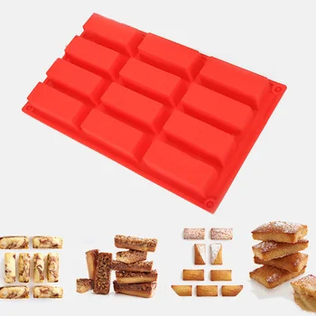 

12 Holes Rectangle Shapes Cake Fondant Chocolate Soap Silicone Mold Biscuit Cookie