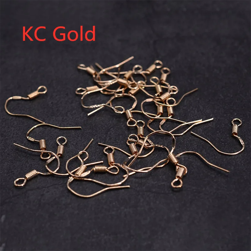 KC Gold 100 шт Carven 925 пробы серебряные медные провода для ушей серьги крюк для DIY Изготовление сережек аксессуары - Цвет: KC Gold