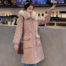 Зимняя длинная Лыжная куртка женская розовая куртка с длинным рукавом и меховым воротником, теплая зимняя куртка с капюшоном, зимние парки, верхняя одежда, куртка