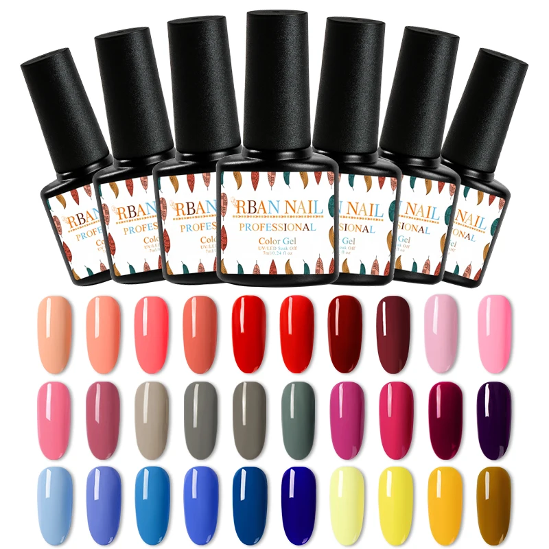 

RBAN NAIL 7ML UV Gel Nail Polish 132 Colors Pure Nail Varnish Soak Off Semi Permanent UV Gel Varnish Nail Art Manicure Tools