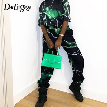 

Darlingaga Streetwear Lightning Printed Sweatpants Winter Pants Women Casual Baggy Trousers Hip Hop Harem Pants Joggers Pantalon