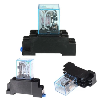 

10Pcs Coil Power Relay LY2NJ DPDT 8 Pin HH62P JQX-13F with Socket Base