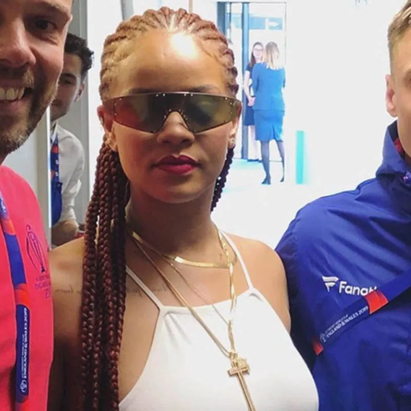 Новые роскошные брендовые дизайнерские Rihanna без оправы слишком большого размера кошачий глаз солнцезащитные очки женские градиентные линзы Винтажные Солнцезащитные очки для женщин UV400