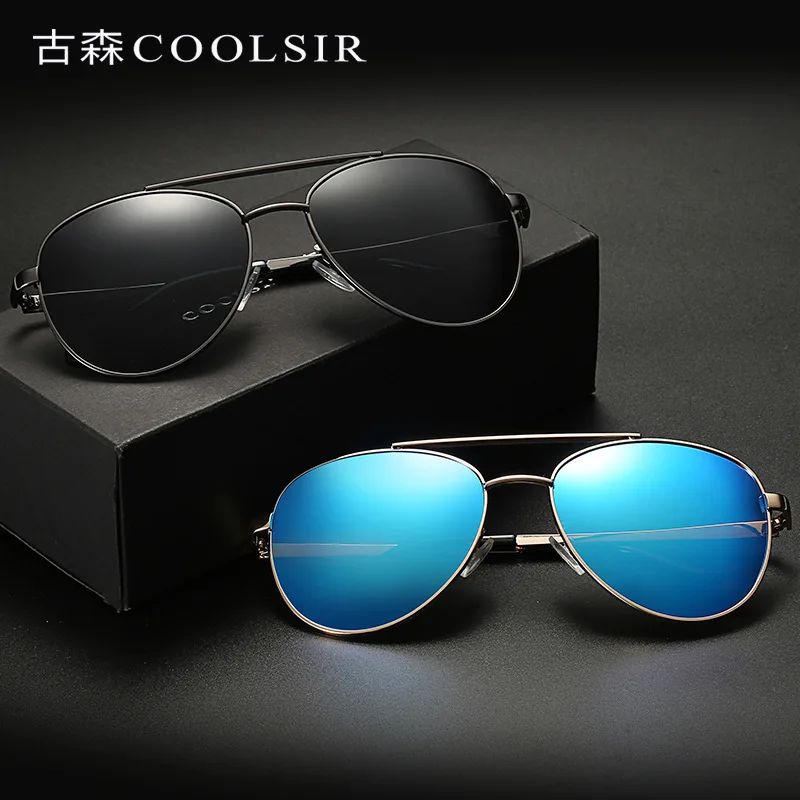 

New sunglasses European and American men's metal frame polarized sunglasses classic top frog mirror driving glasses 6039
