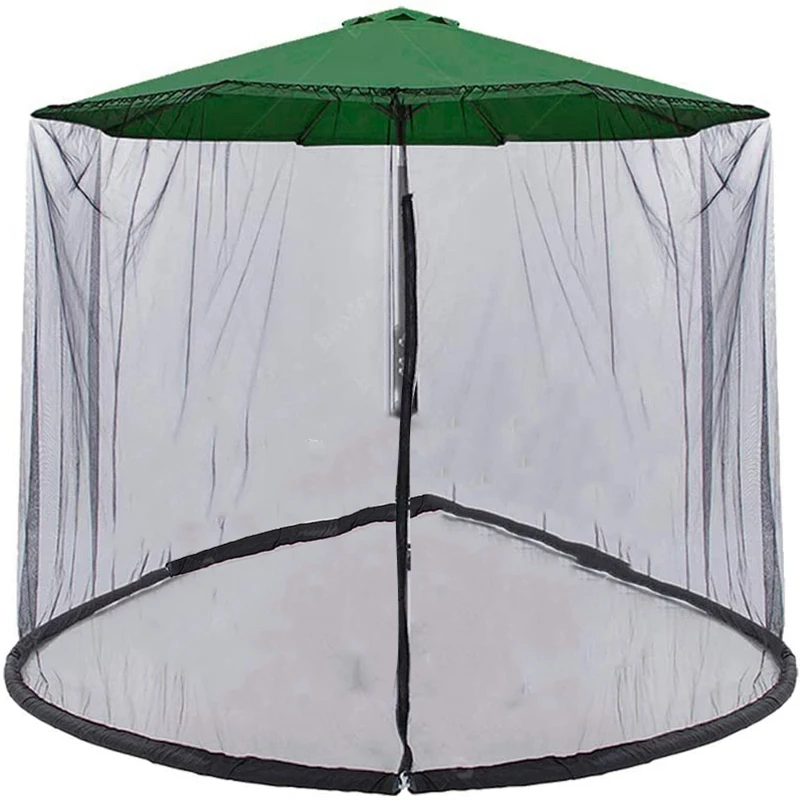 Patio Umbrella Mosquito Netting with Zipper Door Mesh Net Screen Universal for Outdoor Table Hanging | Спорт и развлечения