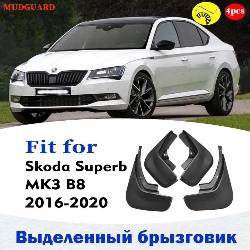 4Pcs Front And Rear Mud Flaps Car Mudguards For Skoda Superb 3 B8 2016 2017 2018 