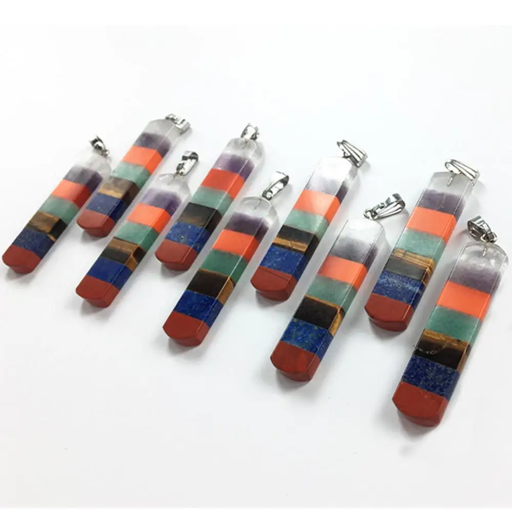 

12pcs Natural Lapis lazuli Stone Chakra Reiki Cuboid Column Healing Point Pendant Accessories for Necklace Jewelry Making Free