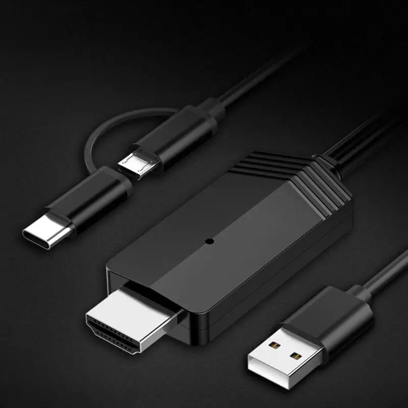 2 в 1 type-C Micro-USB к HDMI Кабель-адаптер HD 1080P HDMI type-C конвертер кабель с usb-портом та же Частотная линия