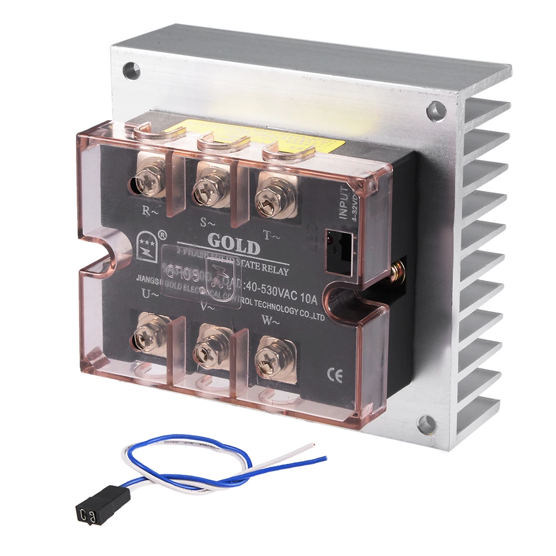 

uxcell SA3-4010D DC 4-32V to AC 40-530V 10A Three Phase Solid State Relay Module DC to AC