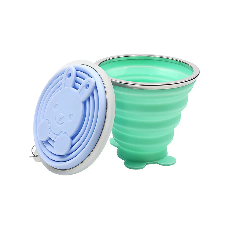 NEW Portable Silicone Retractable Folding Cup with Lid Outdoor Telescopic Collapsible Drinking Cup Travel Camping water cup