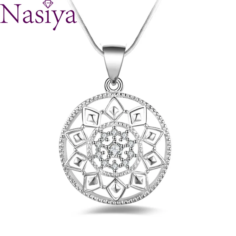 Collar con colgante de circonia cúbica para mujer, de Plata de Ley 925, joyería con cadena
