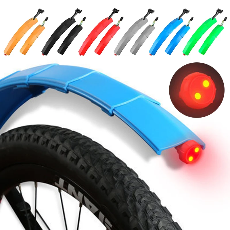 

New Upgrade Telescopic Folding Bicycle Fender Set With Taillight MTB Front Rear Mudguards Cycling Fenders Bike Accessories