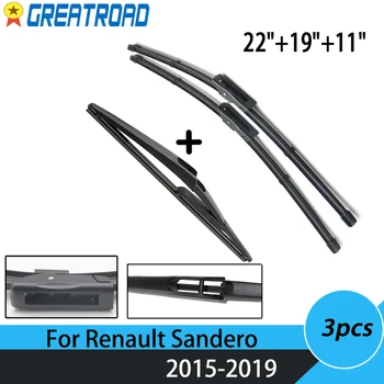 

Wiper Front & Rear Wiper Blades Set For Dacia Renault Sandero 2015 2016 2017 2018 2019 Windshield Windscreen 22"19"12"