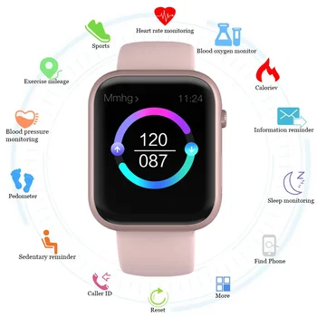 

Smart Watch for Apple Watch Blood Pressure Oxygen Heart Rate Monitor IP67 Waterproof Bluetooth 4.0 for Men and Women