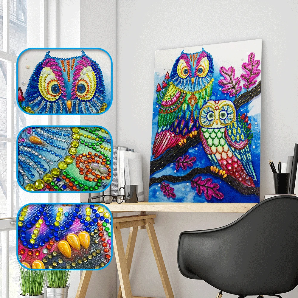 Special Shaped Diamond Painting Owl DIY 5D Partial Drill Cross Stitch Kits Crystal Rhinestone Embroidery Arts Home Decor | Дом и сад
