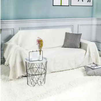

1/2/3/4 Seater Sofa Towel Solid Color Non-slip Sofa Couch Cover Fashion Simple Knitted White Blue Yellow Sofa Decorative Blanket