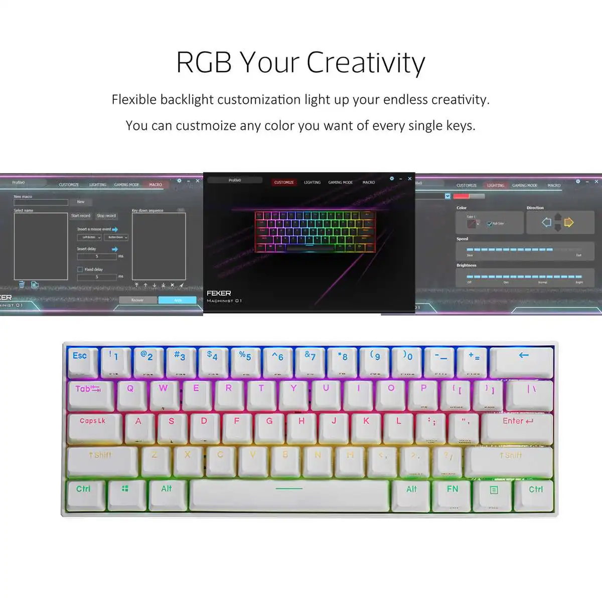 60% NKRO bluetooth 5,0 тип-c RGB Gateron Cherry MX Outmu Switch механическая клавиатура PBT Double Shot Keycap игровая клавиатура
