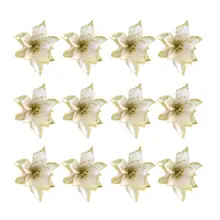 24 шт. рождественские искусственные цветы золотой серебряный порошок цветок для рождественской елки украшения домашнего магазина Рождественские декоративные принадлежности A2