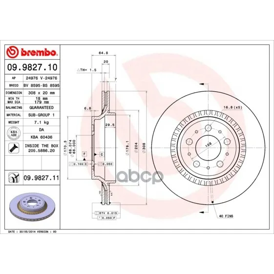 Диск Тормозной Задн Volvo Xc 90(10/02-) R Brembo арт. 09.9827.11