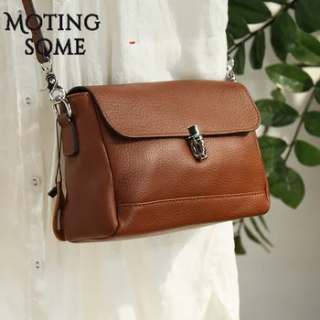 

Retro Women Crossbody Bag Genuine Leather Bag Calfskin Cowhide Leather Shoulder Bag Vintage Female Luxury Designer Bag 2021 New