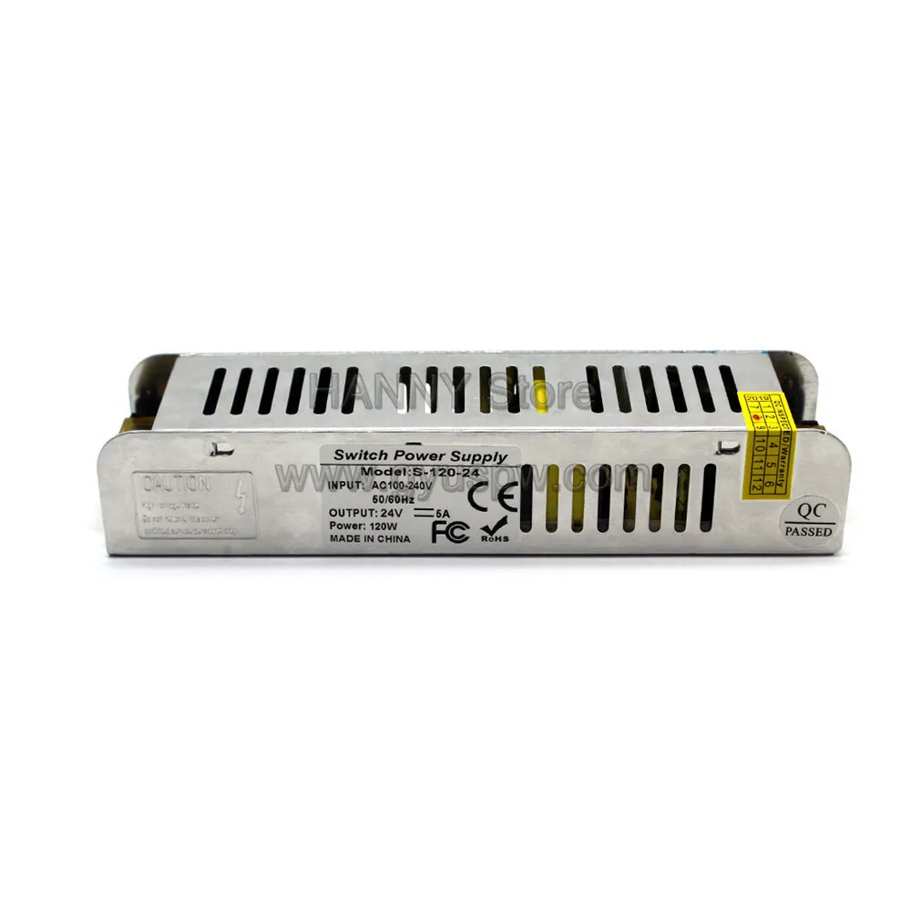 Одиночный выход питания DC24V 5A 120 Вт Светодиодный драйвер трансформаторов AC-DC 24 В адаптер питания для CCTV ленточный светильник