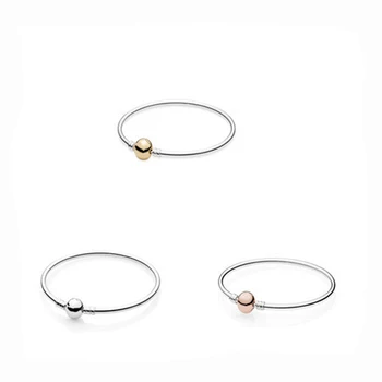 

3 Styles Women Bangles Signature Round Shape Clasp 925 Sterling Silver Jewelry Charms Bracelets & Bangles for Women & Men DIY