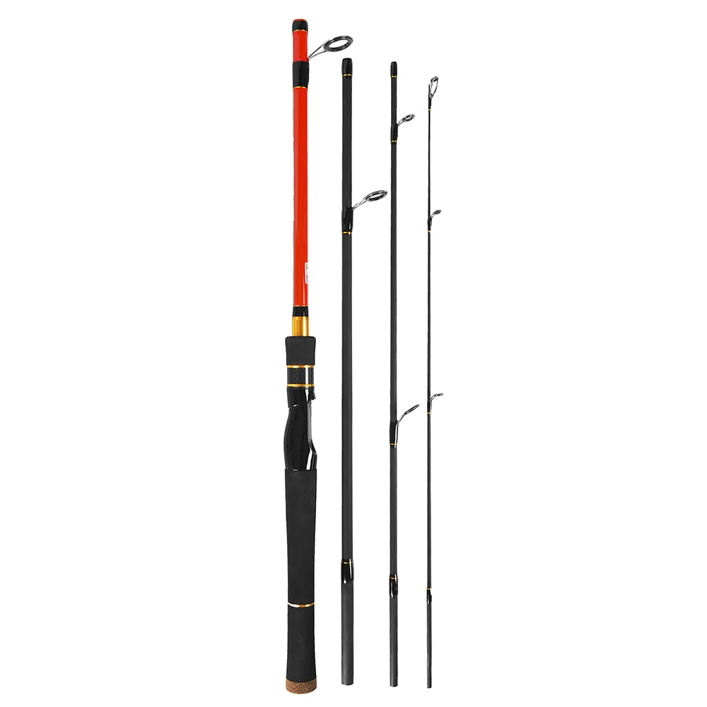 1.8m / 1.98m / 2.1m Spinning Casting Fishing Rod 4 Sections High Carbon Rods Fishing Tackle - Цвет: Красный