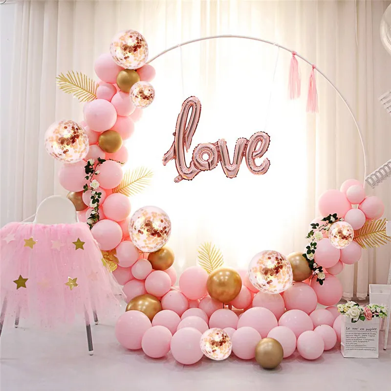 100PCS 10" Confetti Latex Balloons Rose Gold Helium Birthday Wedding Hen Party