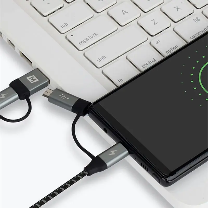 60W 3A нейлоновая оплетка 4 в 1 несколько USB+ type C к USB C+ Micro USB Быстрая Зарядка адаптер кабель для передачи данных Шнур для samsung huawei A