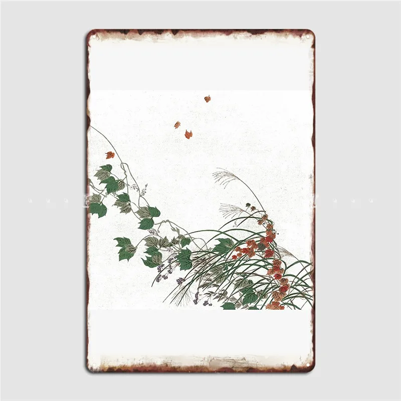 

Осенний японский ВИНТАЖНЫЙ ПЛАКАТ Kogyo Tsukioka, металлический плакат, создание стен, картина для вечевечерние, жестяные плакаты