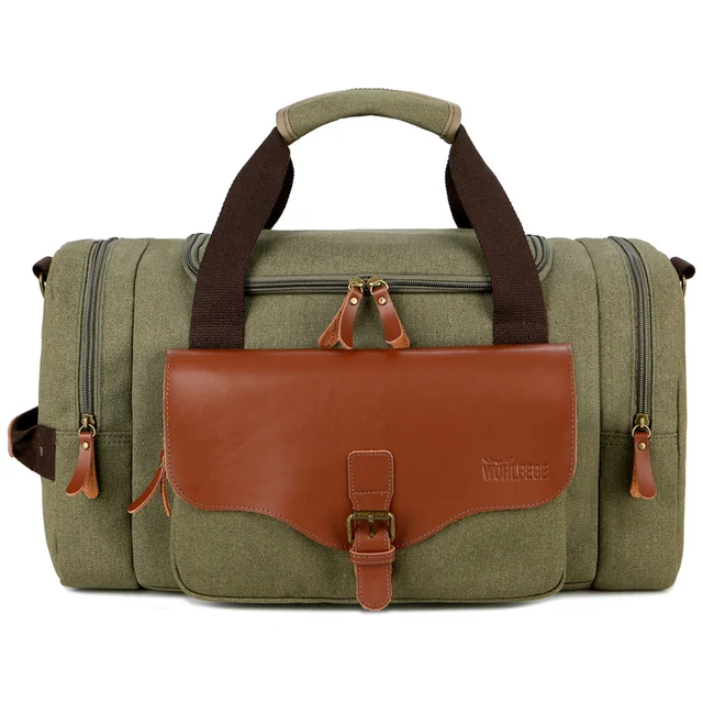 Leisure Travel Bags with Large Capacity Canvas Travel Bags Carry-on Suitcase Duffle Travel Bag Convenient Portable Weekend Bag Army Green