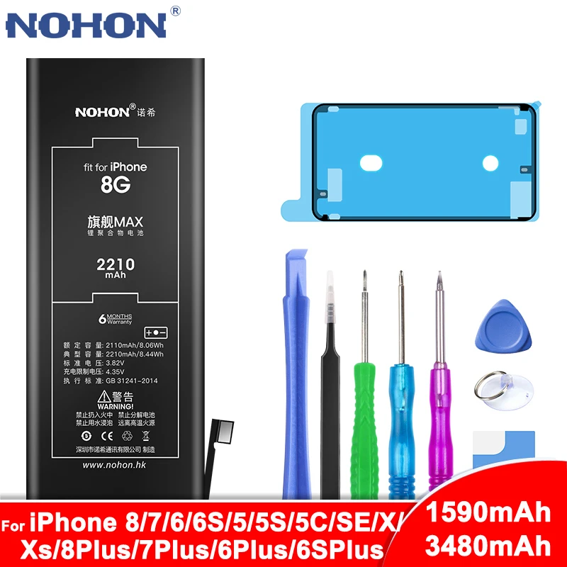 

NOHON Battery For iPhone 6S 6 7 8 Plus 5 5S 5C SE X Xs 8Plus 7Plus 6Plus 6SPlus Replacement Bateria For iPhone6S iPhone7 iPhone8
