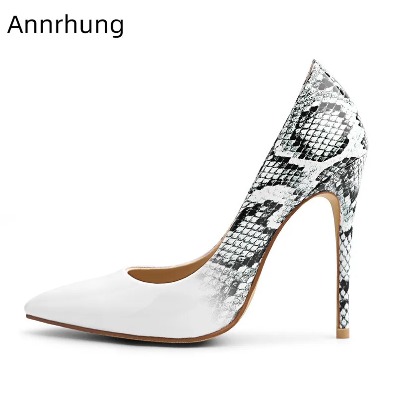 

Sexy Serpentine Thin High Heels Women Pumps Pointed Toe Stiletto Heel 12cm Super High Heels Slim Party Shoes Zapatos De Mujer