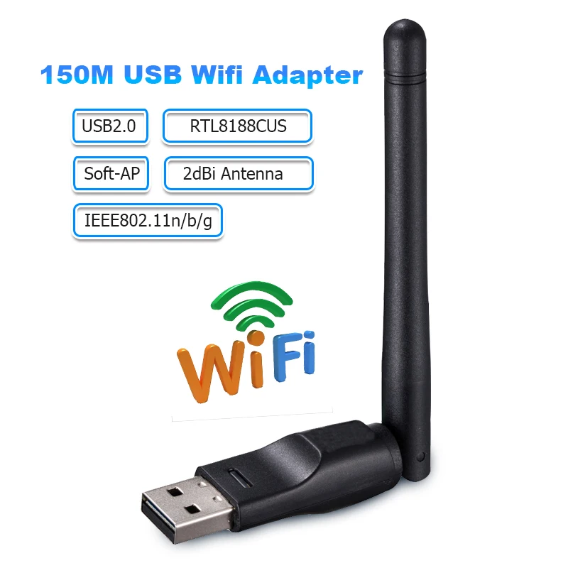 

Wifi Antenna Apdater 150Mbps USB Wifi Adapter Soft-AP 2dBi Wireless Network Card IEEE802.11n Wifi Receiver for Desktop Laptop