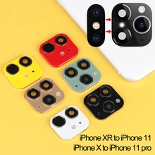 Novo luxo falso câmera lente adesivo capa protetor de tela para iphone xr x mudança para iphone 11 pro max telefone acessórios