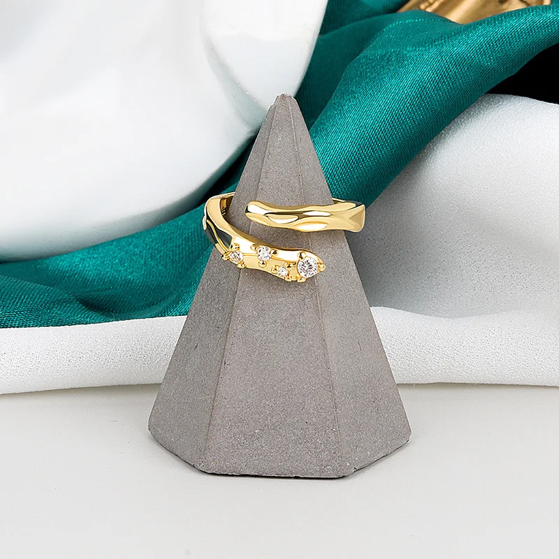 Women Silver Zircon Geometric Rings Twisted