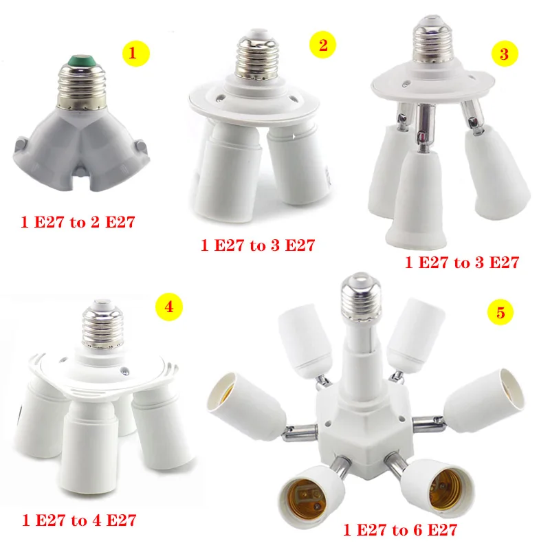 E27 To 2/3/4/5 E27 Base Socket Splitter LED Light Lamp Bulb Adapter Holder Home 