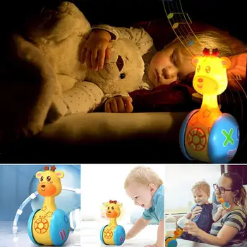

Baby Musical Toys Giraffe Tumbler Toys With Lights Music Early 3 Months up Educational Yellow Toy