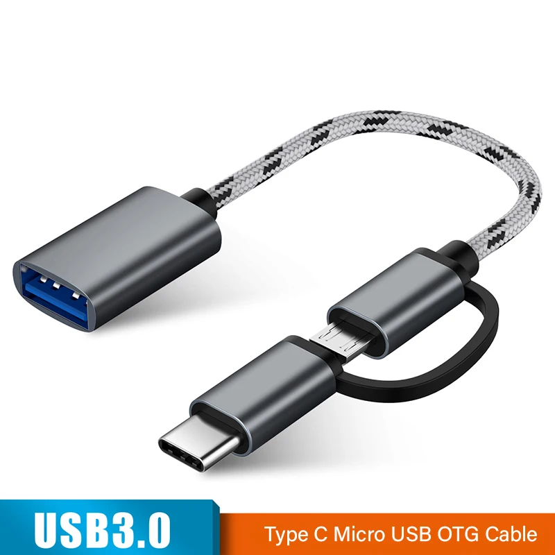 

2 in 1 Type-C Male +Micro USB Male To USB 3.0 Interface Female OTG Adapter Cable Fast Transfer Date Cable For Android Samsung S8