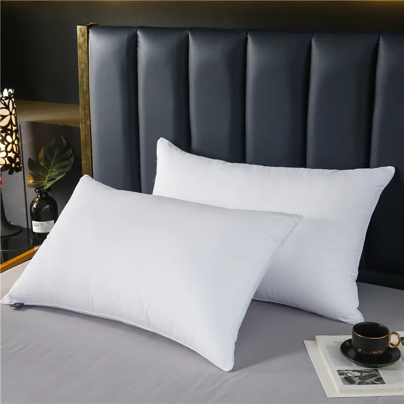 100 Cotton Antifeather Fabric Hotel Pillow, Simple White Thick Sanded