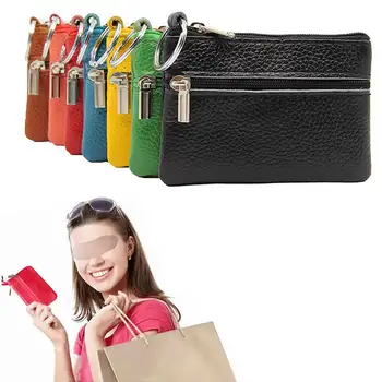 

Multifunctional Zipper Mini Keyring Pouch Casual Women Genuine Leather Car Key Holder Coin Purse Case Wallet