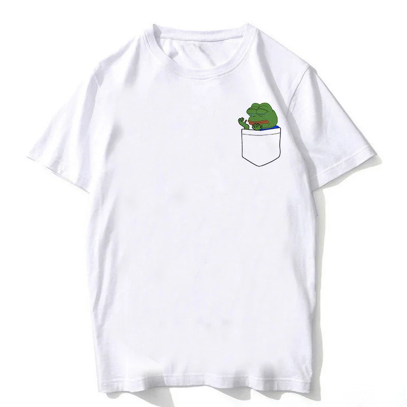 Sumer Hot Meme лягушонок Пепе Футболка Мужская Летняя мода Sad Frog Pepe Футболка с принтом Повседневная футболка с коротким рукавом и круглым вырезом Футболка Пепе
