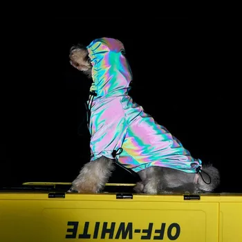 

Fashion Dog Reflective Outdoor Jacket Pet Waterproof Raincoat Pet Hooded Coat French Bulldog Pet Clothes Reflective Dog Jacket