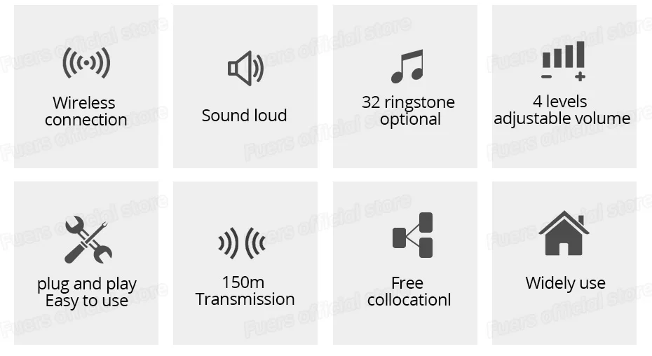 sem fio chime casa inteligente 32 músicas