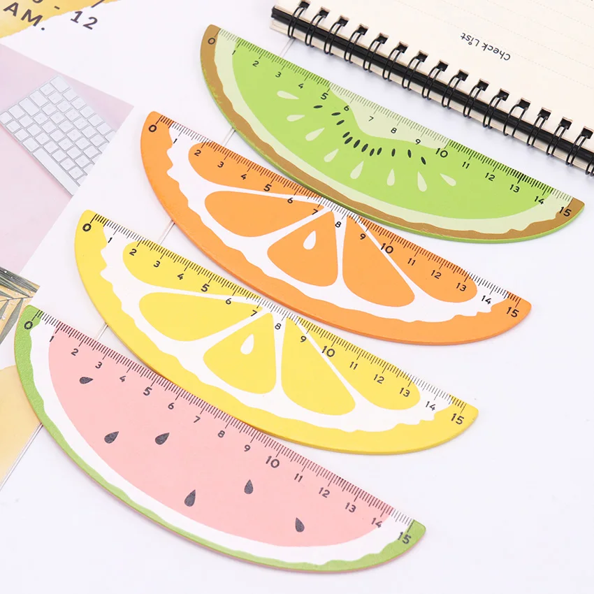 

15cm Fresh Fruit Straight Ruler Wooden Ruler Measuring Straight Ruler Tool Promotional Gift Office Stationery