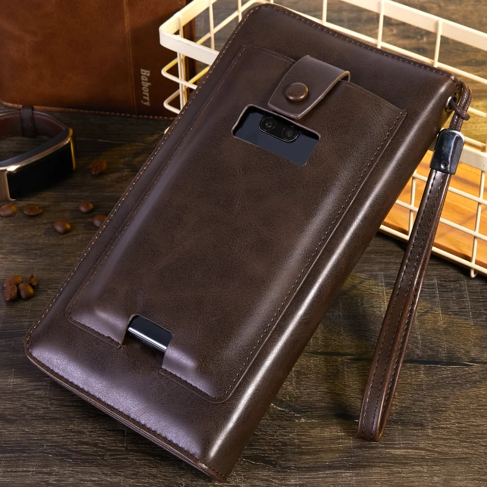 

New Men Leather Wallet High Quality Zipper Wallets Men Long Purse Male Clutch Phone Bag Wristlet Coin Purse Card Holder