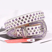 Fashionable Waist Belts For Women Western Rhinestone Studded Belt For Men Luxury Leather Strap Designer Crystal Pin Buckle Pasek