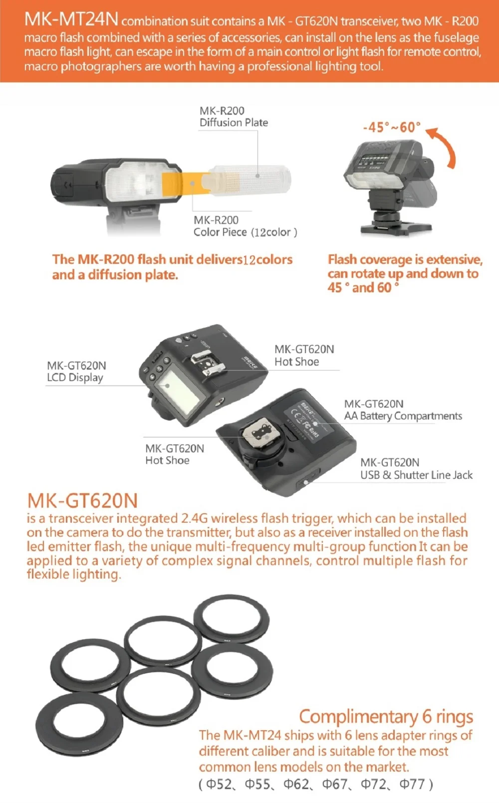 Майке MK-MT24 макро Twin Lite вспышка для цифровых зеркальных фотоаппаратов Nikon